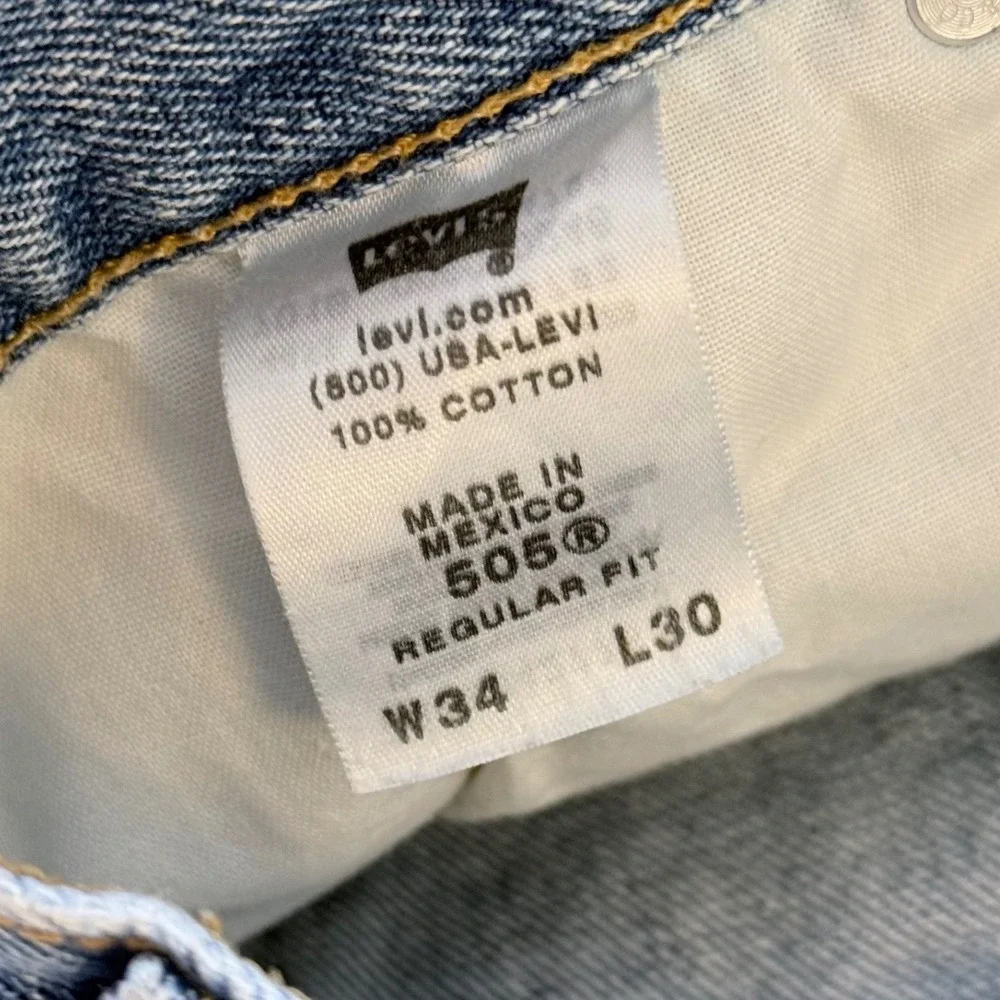 Levis 505 Regular Fit Mens Light Wash Blue Denim Jeans 34x30